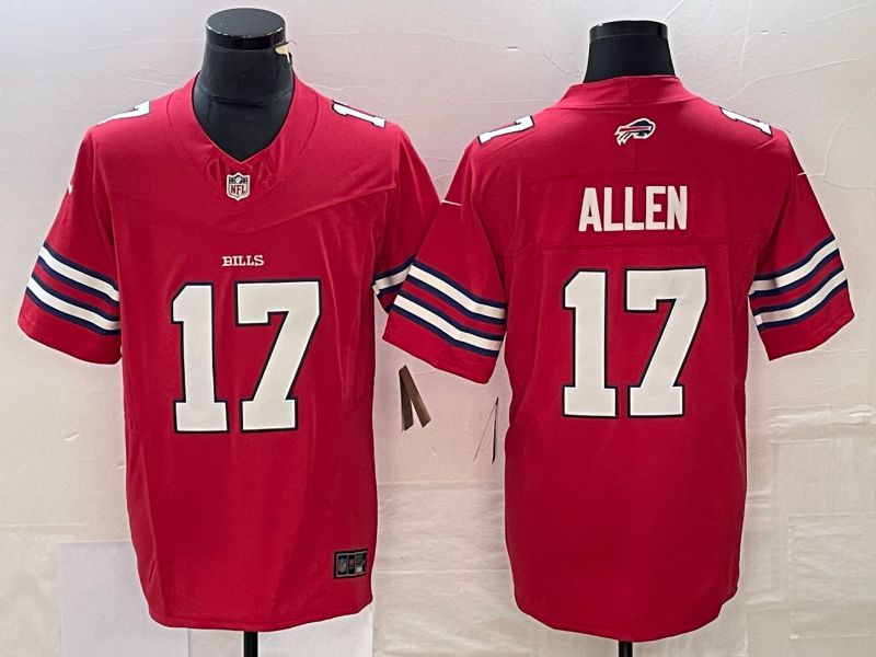 Men Buffalo Bills #17 Allen Red 2023 Nike Vapor Limited NFL Jersey style 1